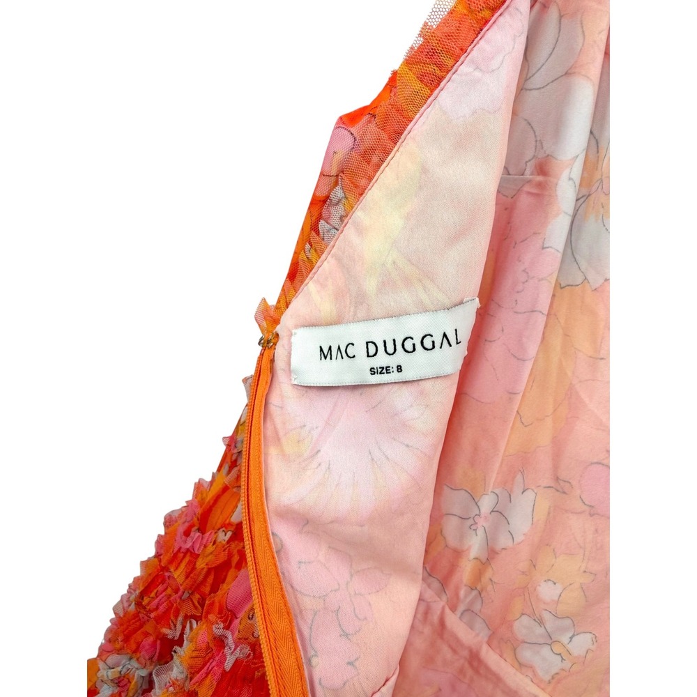 NWT Mac Duggal Orange Sleeveless Floral Ruffle A-Line Maxi Dress - Size 8 - Picture 13 of 14
